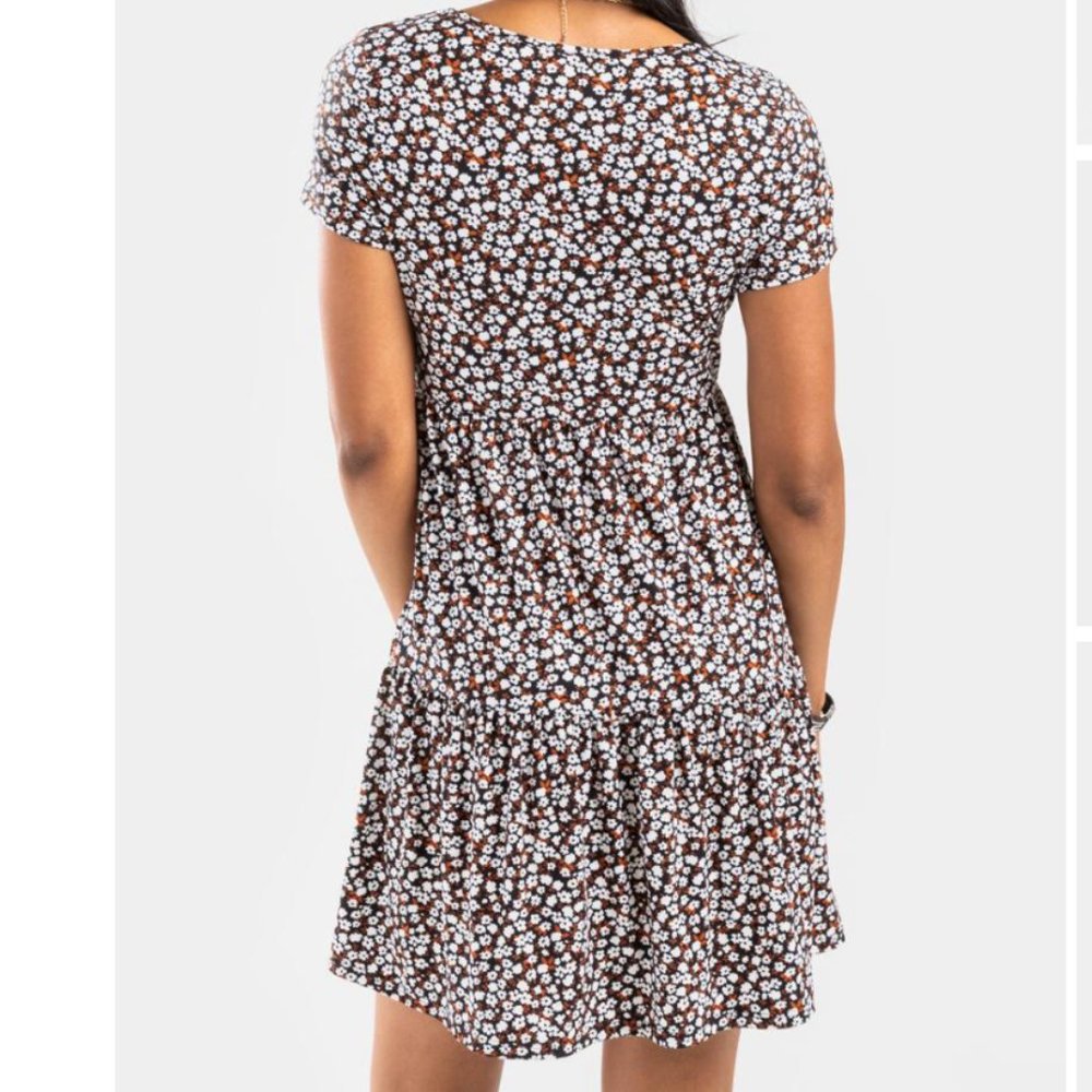 NWT! Floral Tee Wrap Mini Dress - Picture 2 of 5